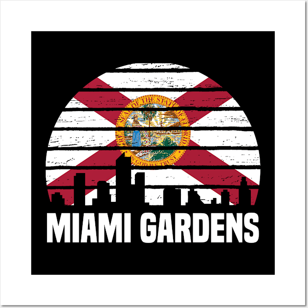 Miami Gardens Florida FL Group City Silhouette Flag Wall Art by jkshirts